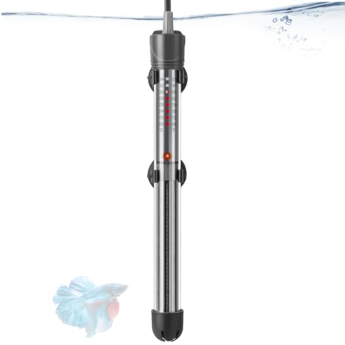 HITOP 300W Adjustable Aquarium Heater, Submersible Fish Tank Heater Thermostat with Suction Cups for 45-65Gal - size: 10.4in-300w
