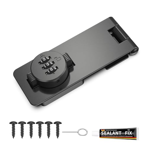Keyless Cabinet Combination Lock, 3-Digit Password Twist Knob Hasp Latch for Doors, Cabinets, Drawers, Barn Door, Bathroom, Outdoor, Closet, Fence, Durable Zinc Alloy, (Black, 2 Pack) - color: Black, size: 2 Pack