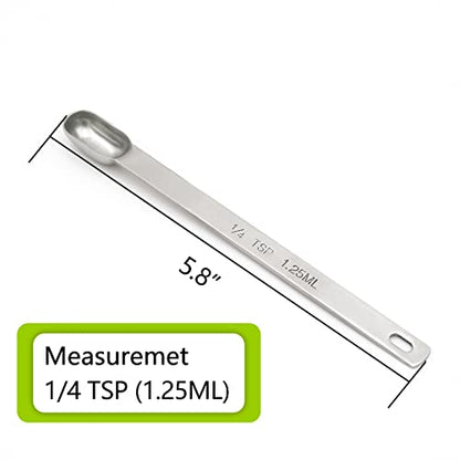 3PCS 1/4TSP(1.25ML) Measuring Spoon, Stainless Steel Long Handle Teaspoons | High Precision, Food-Grade Stainless Steel, ‌Rust-Free, Dishwasher-Safe, Easy-Read Markings, Multi-Purpose, Sturdy & Durable - size: 1/4tsp|1.25ml