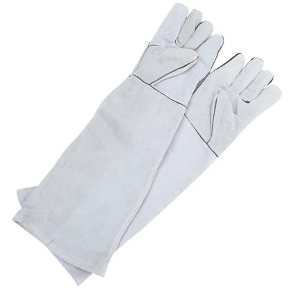 SOLUSTRE 1 Pair Leather Pet Anti-bite Gloves Fire Resistant Oil Resistant Protection Gloves for Hand and Forearm Outdoor Pet Handling