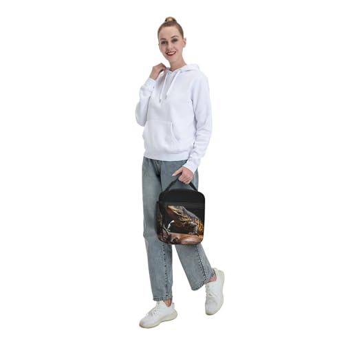 Lunch Bag for Men Women Adults Insulated Lunch Box,Leakproof Cooler Food Lunch Containers Reptile Monitor Lizard Reusable Lunch Tote Bags Cute LunchBox for Work, Travel, Outdoor