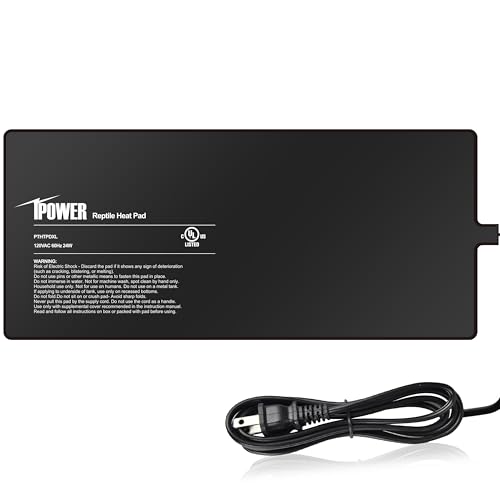 iPower 8x18 Inch Reptile Heating Pad, Under Tank Heater Terrarium Warmer Heat Mat for Turtles, Lizards, Frogs, Snakes, Safe & Energy-Efficient - color: Black/Heat Pad, size: 8" x 18"