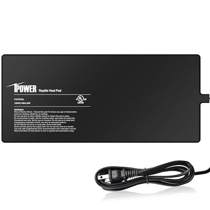 iPower 8x18 Inch Reptile Heating Pad, Under Tank Heater Terrarium Warmer Heat Mat for Turtles, Lizards, Frogs, Snakes, Safe & Energy-Efficient - color: Black/Heat Pad, size: 8" x 18"