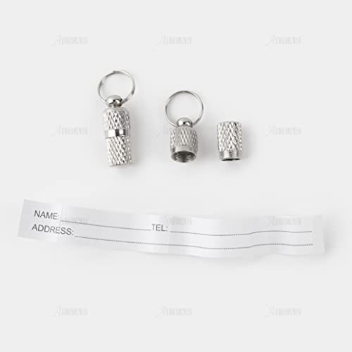 AUEAR, 10 Pack Pet ID Tags Name Address Cell Phone Number Stainless Steel Personalized Dog Cat Small Animal Barrel Tube Anti-Lost