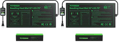 VIVOSUN 10"x20.75" Seedling Heat Mat with Built-in Temperature Controller, UL & MET-Certified Waterproof Plant Heating Pad for Germination, Hydroponics, Brewing, Breeding, and Greenhouses (Pack of 2) - size: 10"x20.75" (Pack of 2)