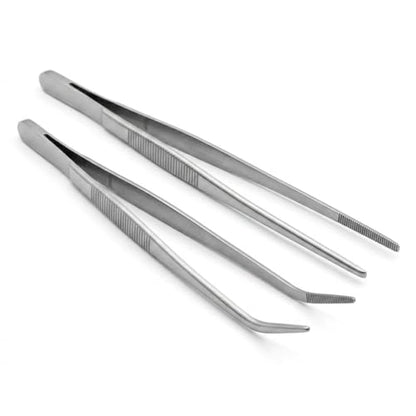 Aquarium Tweezers, 10 Inch, Stainless Steel, Straight & Curved, 2 PCS, Long Reptile Feeding Tongs for Bearded Dragon, Lizard, Snake, Fish Tank