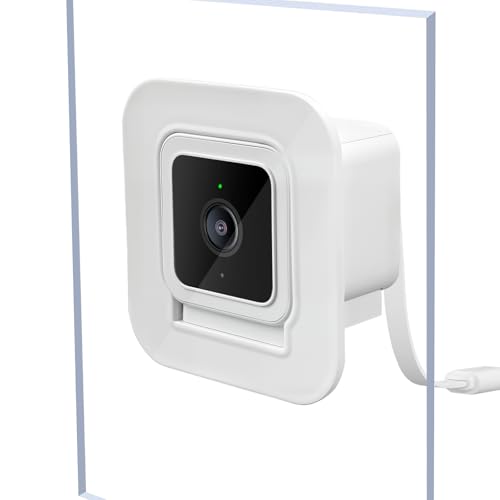 2 Pack Window Mount fits for Wyze Cam V4/V3 – Stick-On Glass Camera Holder for Outdoor Monitoring, Birdwatching, Pet Viewing, No-Drill Mount for Renters – Not for Double Pane or Frosted Glass,White