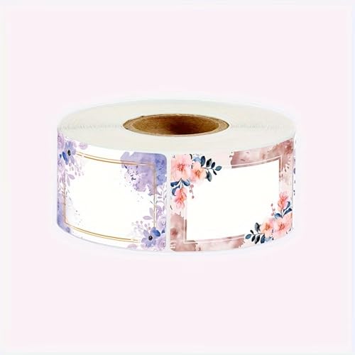 250pcs/roll Flower Pattern Self-Adhesive Labels for Gift Packaging, Handwritten Rectangular Name Stickers, Style 1 - color: Colorful 58