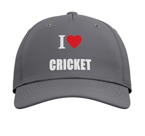 I Love Cricket Bowling Batting Keeper Watching Playing Adjustable Baseball Hat - color: Slate Grey
