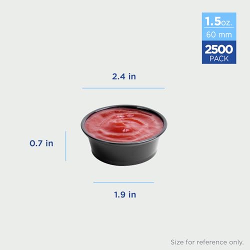 Karat [2500 ct] 1.5 oz Portion Cups - Polypropylene Condiment Cups for Dressings, Sauce, Souffle, Jello Shots Containers | Black FP-P150-PPB" - color: Black