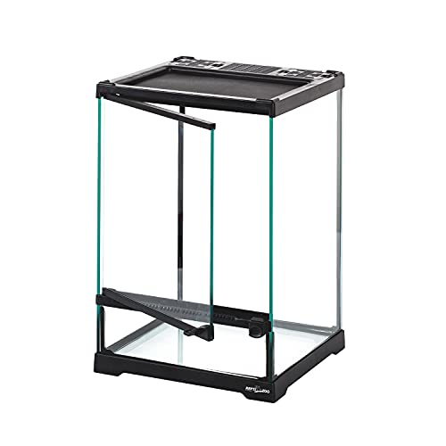 REPTI ZOO Mini Reptile Glass Terrarium,Front Opening Door Full View Visually Appealing Mini Reptile or Amphibians Glass Habitat - size: 8"x8"x12"