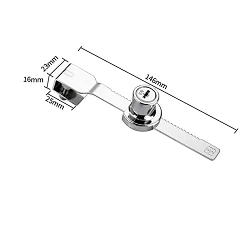 Cabinet Locks,Drawer Lock,Mailbox Lock,Sliding Glass Door Ratchet Lock with 2 Keys for Reptile Vivarium Terrarium Showcase Display Cabinet,Length 120mm (Color : Length 146mm)