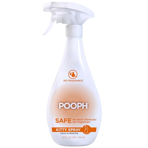 POOPH Kitty Odor Eliminator Spray for Cats, 32 fl oz | Helps eliminate cat odors on furniture, bedding, litter areas, and more. Fragrance-free 32 oz spray