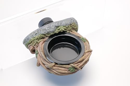Magnetic Feeding Ledge with 2pcs Cups,Reptile Water Bowl,Bearded Dragon,Turtle,Crested Gecko,Snake,Tank Accessories - size: S