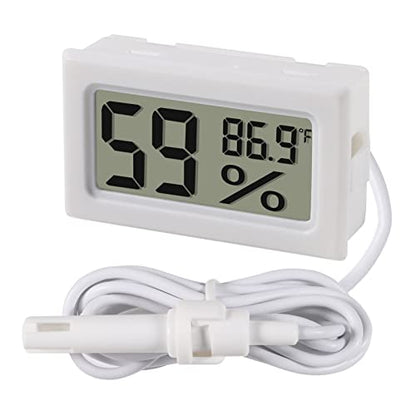 2-Pack Mini Digital Hygrometer Thermometer Gauge with Probe LCD Display Temperature Fahrenheit Humidity Meter for Incubator, Reptile Plant Terrarium, Humidor, Guitar Case, Greenhouse - color: 2PCS White
