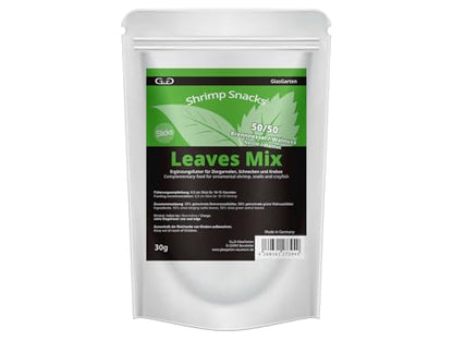 GlasGarten Shrimp Snacks Leaves Mix 30g, Nettle Leaves and Walnut Leaves, Food for Aquatic Shrimp Crayfish and Snails