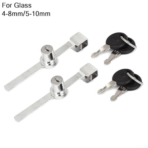 Sliding Glass Door Lock for Reptile Vivarium Terrarium Showcase Display Cabinet, Zinc Alloy Security Latch with Keys, Pet Enclosure Hardware(5-10mm) - size: 5-10mm