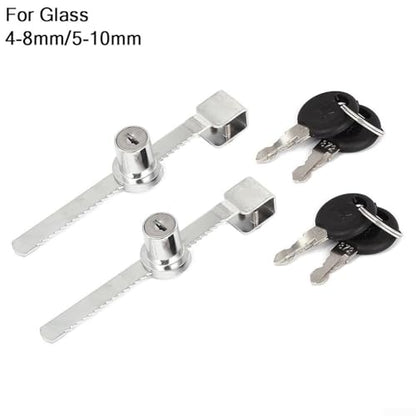 Sliding Glass Door Lock for Reptile Vivarium Terrarium Showcase Display Cabinet, Zinc Alloy Security Latch with Keys, Pet Enclosure Hardware(5-10mm) - size: 5-10mm
