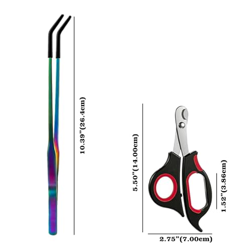 2-Pack Professional Reptile Nail Clippers&Stainless Steel Reptile Feeding Tongs Suitable for Small Animals Such as Cats, Birds, Hamsters, Rabbits, Hedgehogs, Ferrets, Chinchillas, Guinea Pigs，Etc