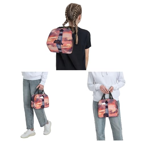 Insulated Lunch Bag Beauty Lighthouse Lunch Box for Women Men Reusable Leakproof Lunch Cooler Bag for Office Picnic - color: Beauty Lighthouse