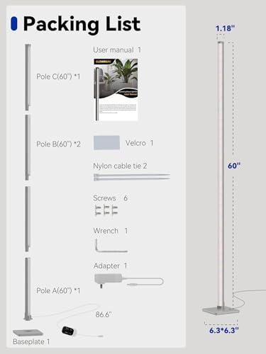 Vertical Grow Light for Indoor Plants, 60in LED Standing Lamp | 36W Full Spectrum Plant Lights with Auto Timer, 268 LEDs Dimming and 3 Light Modes for Wide Coverage Area in Indoor Gardens - size: 60 IN(Silver)