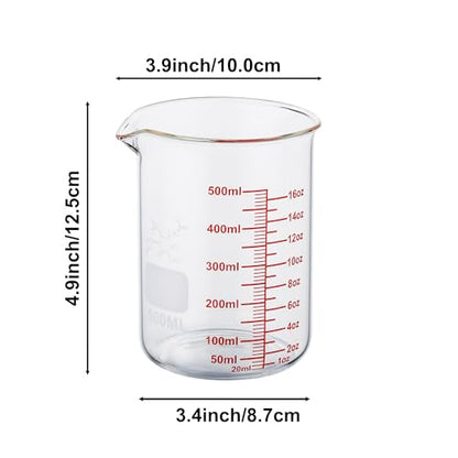 High Borosilicate Glass Measuring Cup-V-Shaped Spout,500ml(16OZ) Glass Measuring Beaker for Kitchen or Restaurant, Easy to Read - size: 500ml (16oz)