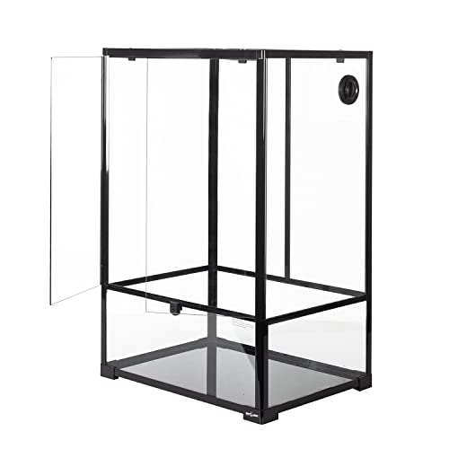 REPTIZOO 67 Gallon Large Reptile Terrarium 24"x18"x 36" Glass Paludarium Tank, Tall Reptile Enclosure Habitat with 10” Deep Base, Siphon Gravel Cleaner Set and Plants Growing Cotton Mat Included - size: 24"x18"x 36"