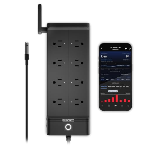 AC Infinity Outlet AI+, Environment Controller, Smart WiFi Power Strip | Dual-Zone Temperature Humidity, Individual Control 8 Plugs, AI Targeting, Thermostat Greenhouse Aquarium Terrarium Home 1800W - style: 8 Plugs