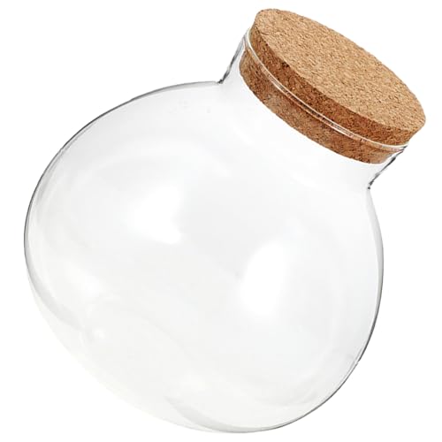 KALLORY Glass Ecological Bottle Terrarium with Cork Stopper, 10X11Cm Micro Landscape Moss Plant Container for Indoor Gardening and Decorative Ecosystem