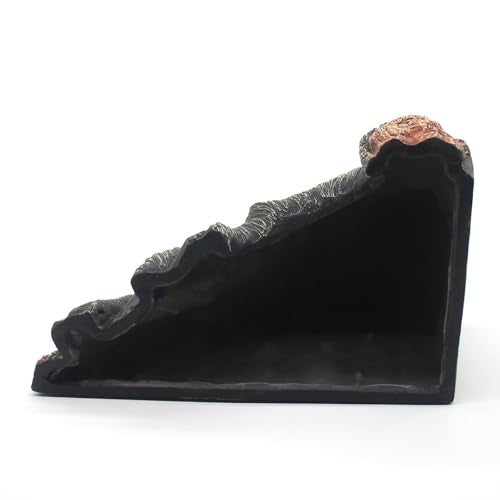 Reptile Hideouts Cave Habitat Decor, Hollow Tree Climing Ramp Basking Platform for Reptiles, Amphibians, Fish Tanks and Leopard Gecko, Snake, Lizard
