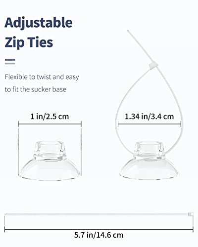 Pawfly 20 Pack Aquarium Suction Cups and 40 Pieces Adjustable Zip Ties Cables Set Fish Tank Tools for Binding Moss Holding Airline Tubing Decorations Shrimp Nests and Reptile Hammocks - size: 20 Pack