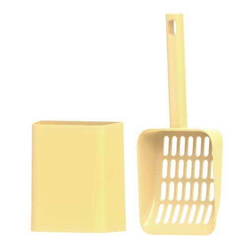 2 in 1 Cat Litter Scoop with Holder Stand Cat Stuff Cat Scooper for Litter Box Cat Accessories Cat Supplies Kitty Yellow - color: L-Yello