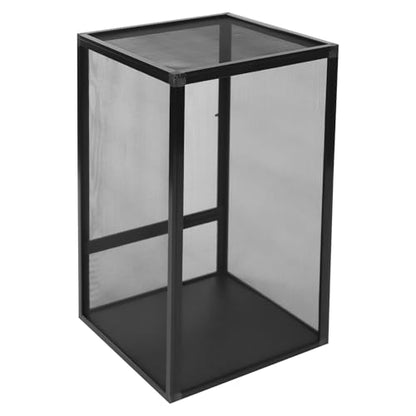 Reptile Cage, 17.7 * 17.7 * 31.5in Aluminum Alloy Reptile Pet Feeding Net Box Terrarium Mesh Cage 44lbs Removable Design with Escape-Proof Lock for Lizards Chameleons Snakes Spiders