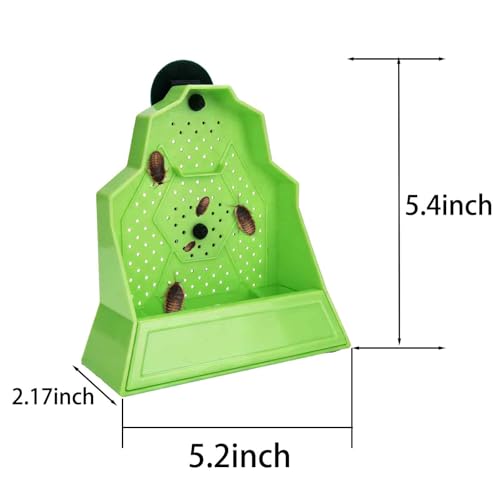 Reptile Anti-Escape Feeding Bowl, Wall-Mounted Corner Hunting Bowl | with Suction Cup Reptile Slow Feeder for Terrarium, Bearded Dragon, Chameleon, Lizard, Gecko, Frog (5.2 Inch Small)