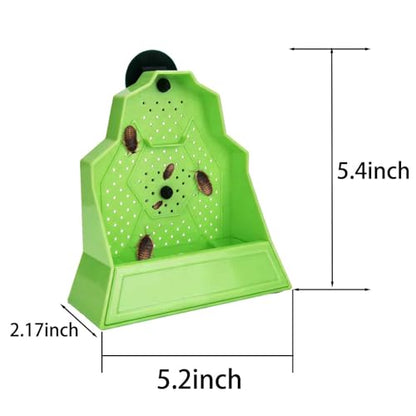 Reptile Anti-Escape Feeding Bowl, Wall-Mounted Corner Hunting Bowl | with Suction Cup Reptile Slow Feeder for Terrarium, Bearded Dragon, Chameleon, Lizard, Gecko, Frog (5.2 Inch Small)
