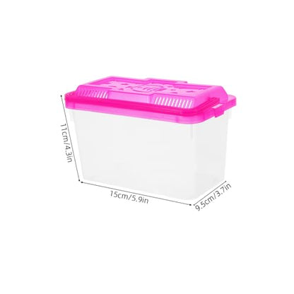 Abaodam 4Pcs Mini Transparent Fish Tank Carrier with Handle Portable Pet Breeding Box for Fish Turtles and Small Reptiles Aquarium Container with Bright Color Lid for Easy Observation
