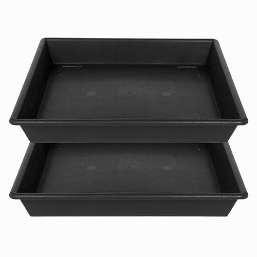 NIMYAU Square Plant Saucer 14 Inch 2 Pack 8 12 14 16 18 20 Plant Trays for Pots Heavy Duty Plastic Plant Saucers for Indoors Outdoors, Flower Pot Plant Drip, Extra Lager No Holes Plant Tray - color: Black, size: 14"-2Pack