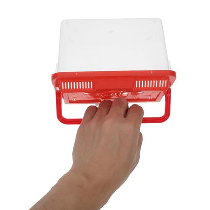 POPETPOP Portable Turtle Transport Container and Travel Fish Tank, Plastic Aquarium with Handle, Medium Red Fish Breeding Box Suitable for Reptiles, Hamsters, and Small Pets