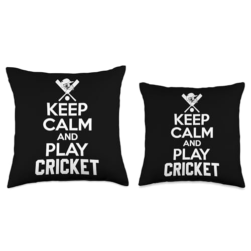 Keep Calm And Play Cricket Throw Pillow - size: 16x16