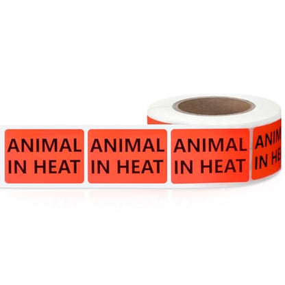 500 Pcs Animal in Heat Veterinary Labels, Fluorescent Orange-Red | 1 x 1.5 Inch, Pet Care Instruction Stickers, for Animal Clinics, Shelters, Pet Stores, Party Rave - size: 1 x 1.5 Inch, style: Animal in Heat