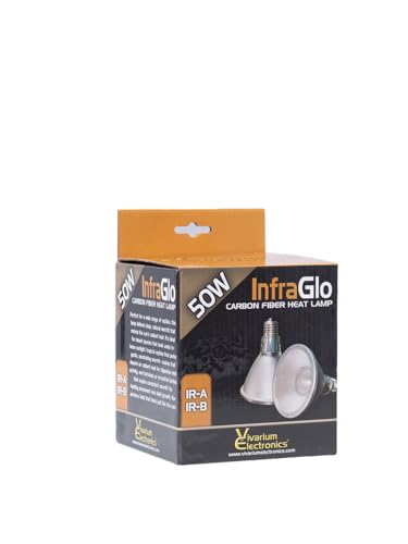 Vivarium Electronics InfraGlo Carbon Fiber Heat Lamp 50W – Infrared Reptile Heat Lamp Bulb for Bearded Dragons, Tortoises, Snakes and Turtle Tanks, Long Lasting Infrared Emitter Bulb for Reptiles