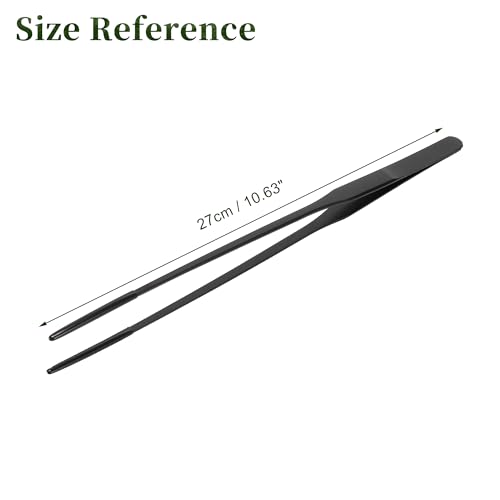 Reptile Feeding Tongs, Stainless Steel Lizard Feeding Tongs, Aquarium Straight Feeding Tweezers for Reptiles with Rubber Tip, Terrarium Feeding Tong for Gecko, 10.63" Length, Black - size: 10.63"