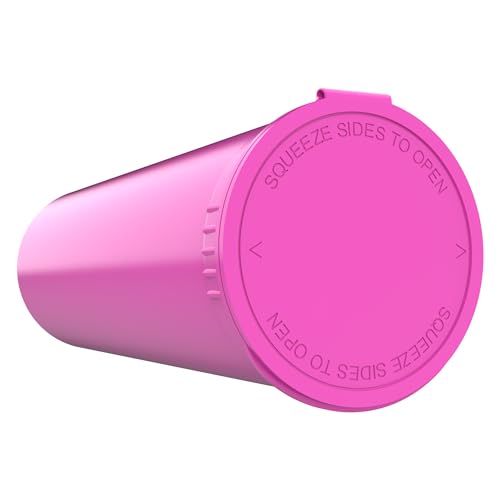 60 Dram CR Plastic Packaging Pop Top Containers - Child Resistant Travel Holder Vial Bottles - 75 qty (Pink) - color: Pink