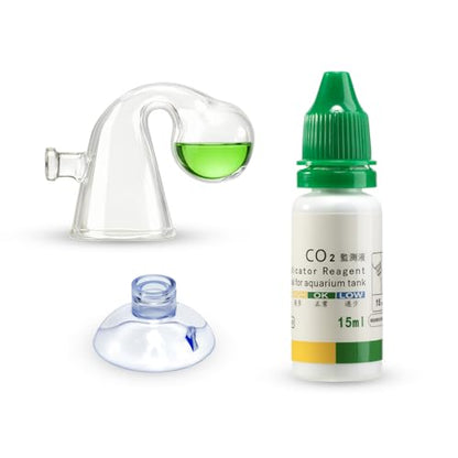 CO2 Glass Drop Checker Aquatic CO2 Test Monitor Kit for Fish Tank Planted Aquarium with Solution & Suction Cups