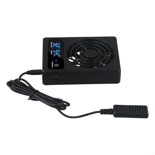 Reptile Enclosure Ventilation Fan, Automatic Humidity Control & Quiet Air-Circulation For Rainforest Terrarium, Smart Cooling System With Display(Fahrenheit) - color: Fahrenheit