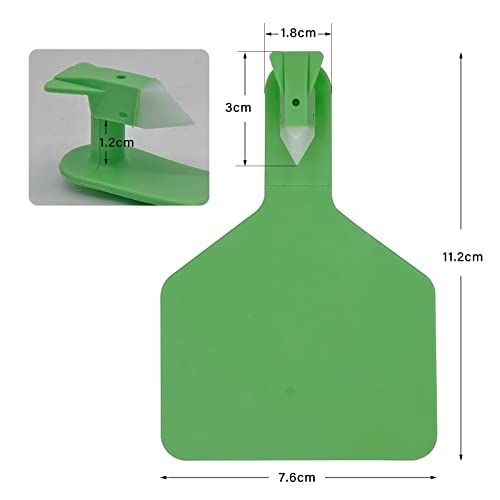 50 Pcs Cattle Ear Tags Blank One-Piece Z Tags for Cattle (Green) | Ear Tags for Cow, Goat, Sheep, Calves, Horse, Hog, Dog, Pigs, Farm Livestock & Animal ID Identification Management Tags - color: Green
