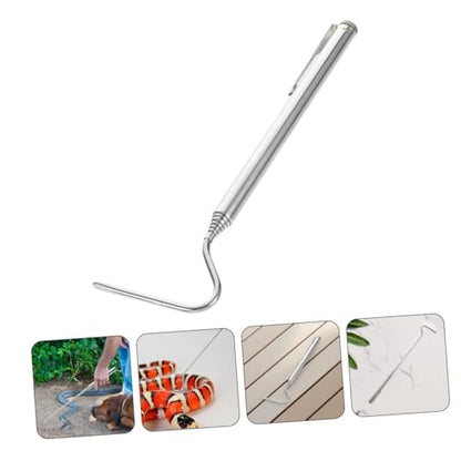 Retractable Reptile Hook Stainless Steel Tool for Safe Snake Control and Exotic Animal Management Portable and Easy Storage