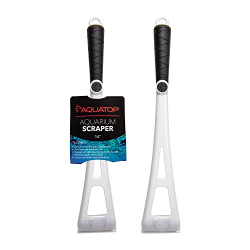 Aquatop 14" Premium Aquarium Scraper Tool with Stainless Steel Blade – Long Handle Glass Cleaner for Fish Tanks, Removes Buildup & Film Easily, AAS-14 - size: Scraper 14"