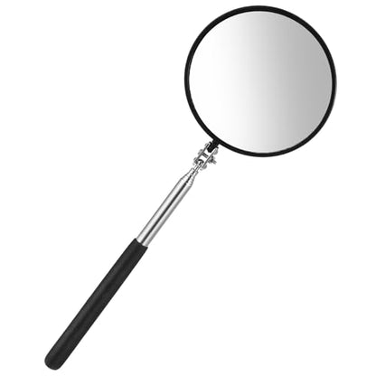 Telescoping Inspection Mirror, 360 Rotation Flexible Telescoping Circular Mirror Round Inspection Mirrors with Retractable Handle Telescopin Mirrors for Vehicle Condition(Dia-4 Inch)