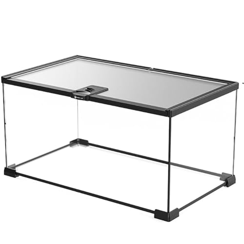 Reptile Float Glass Growth Tank, Transparent Reptile Terrarium with Wiring Hole, Eco Rainforest Feeding Box, Reptile Breeding Box Suitable for Stacking, Top Screen Ventilation Escape Proof Lid, - color: I